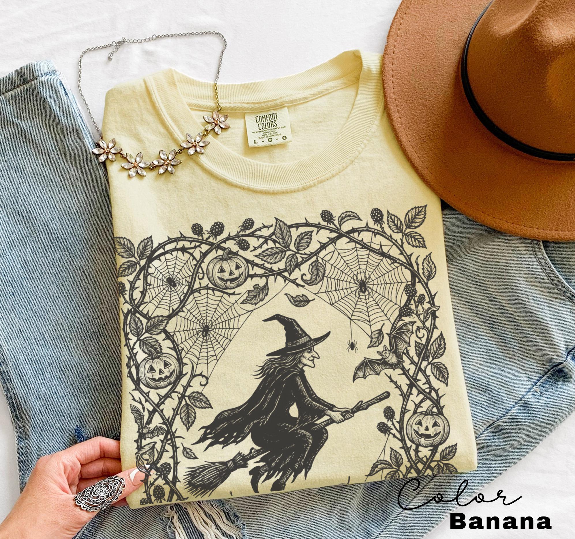 Gothic Witch Halloween Shirt, Dark Gothic Halloween Tee, Floral Witchy Halloween, Witch Gift For Her