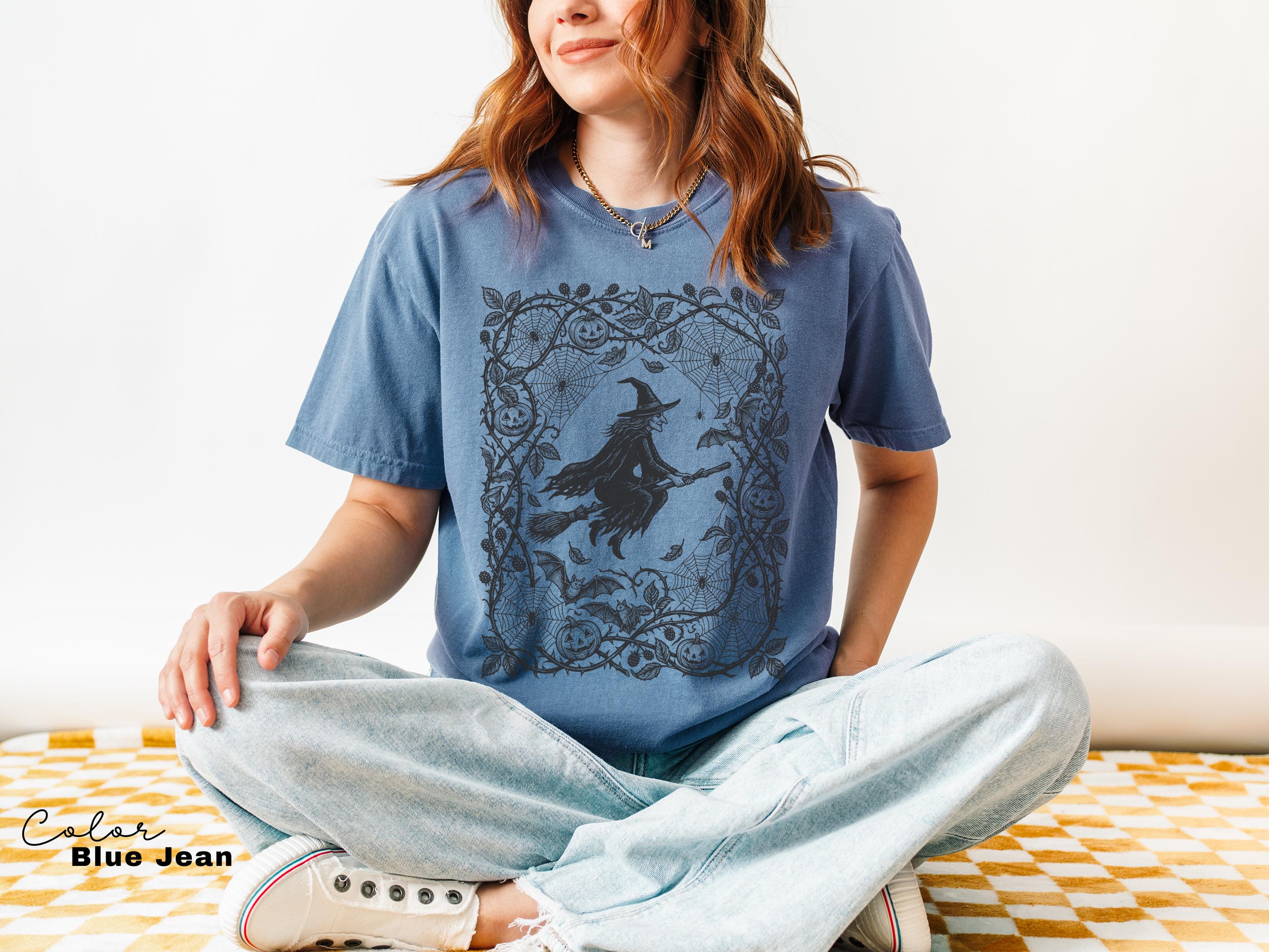 Gothic Witch Halloween Shirt, Dark Gothic Halloween Tee, Floral Witchy Halloween, Witch Gift For Her