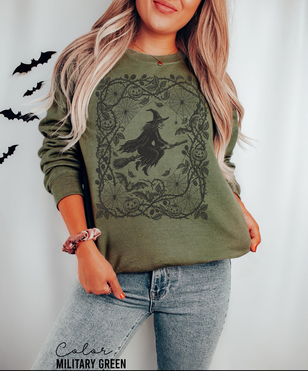 Gothic Witch Halloween Shirt, Dark Floral Witch Tee