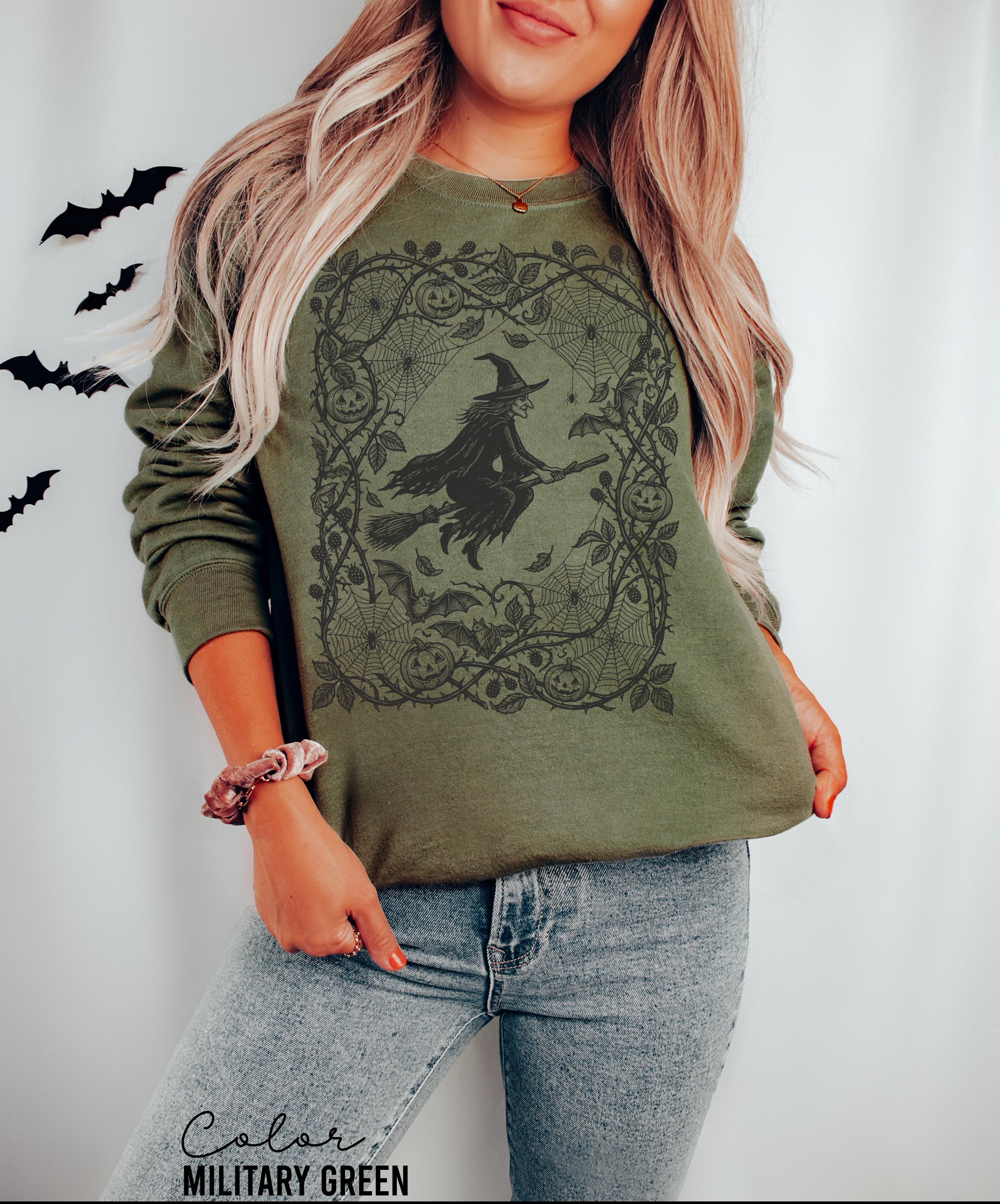 Gothic Witch Halloween Shirt, Dark Floral Witch Tee