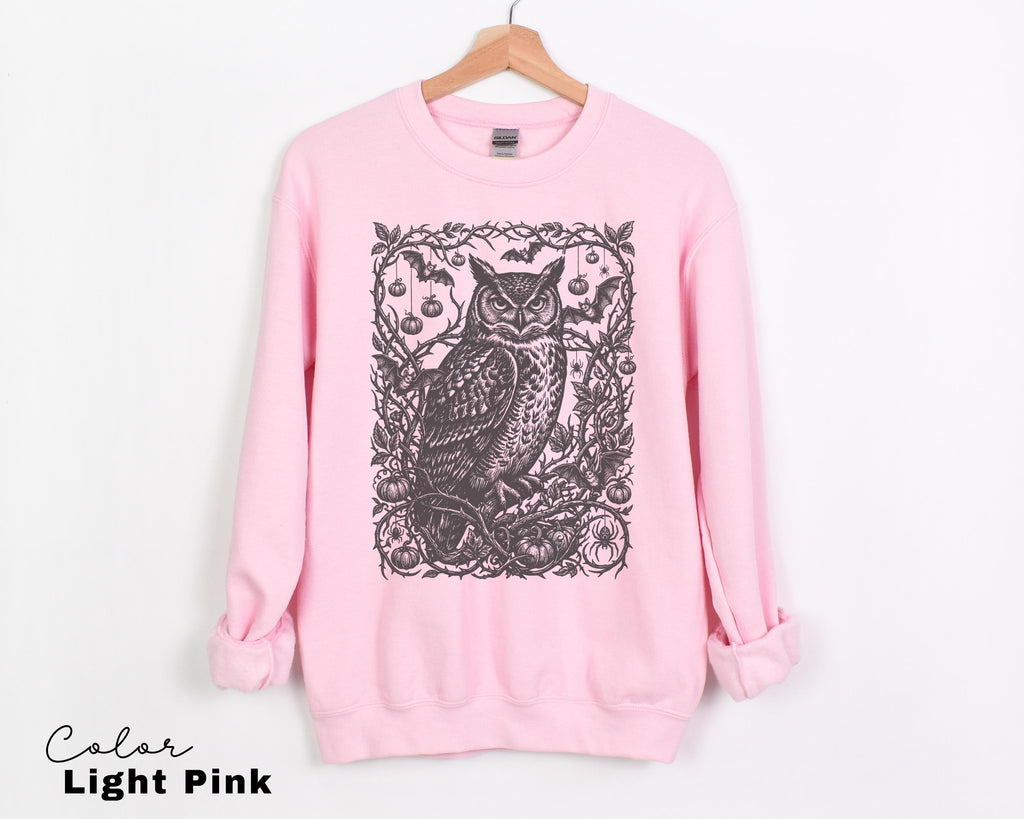 Gothic Owl Halloween Shirt, Dark Botanical Owl Tee