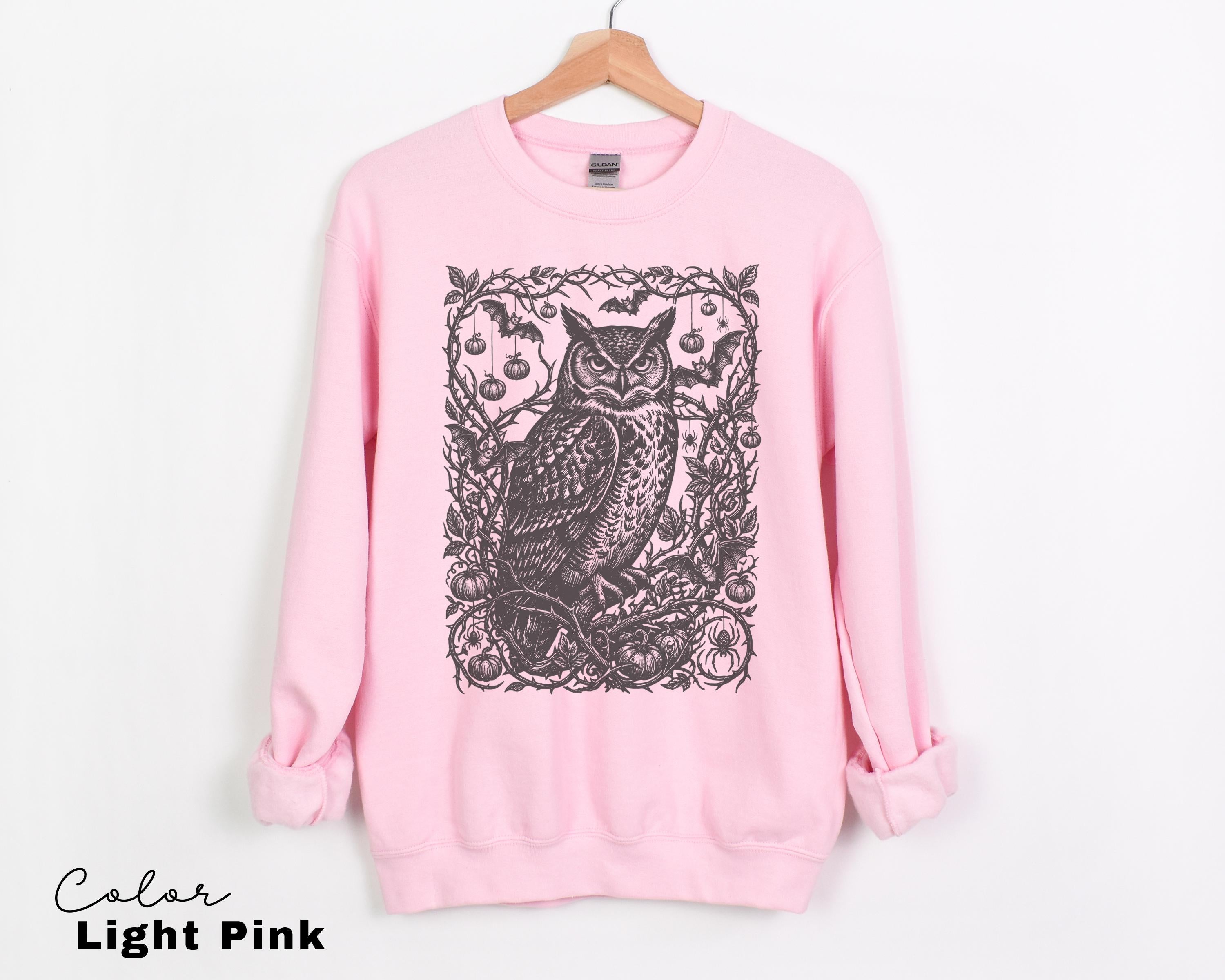 Gothic Owl Halloween Shirt, Dark Botanical Owl Tee
