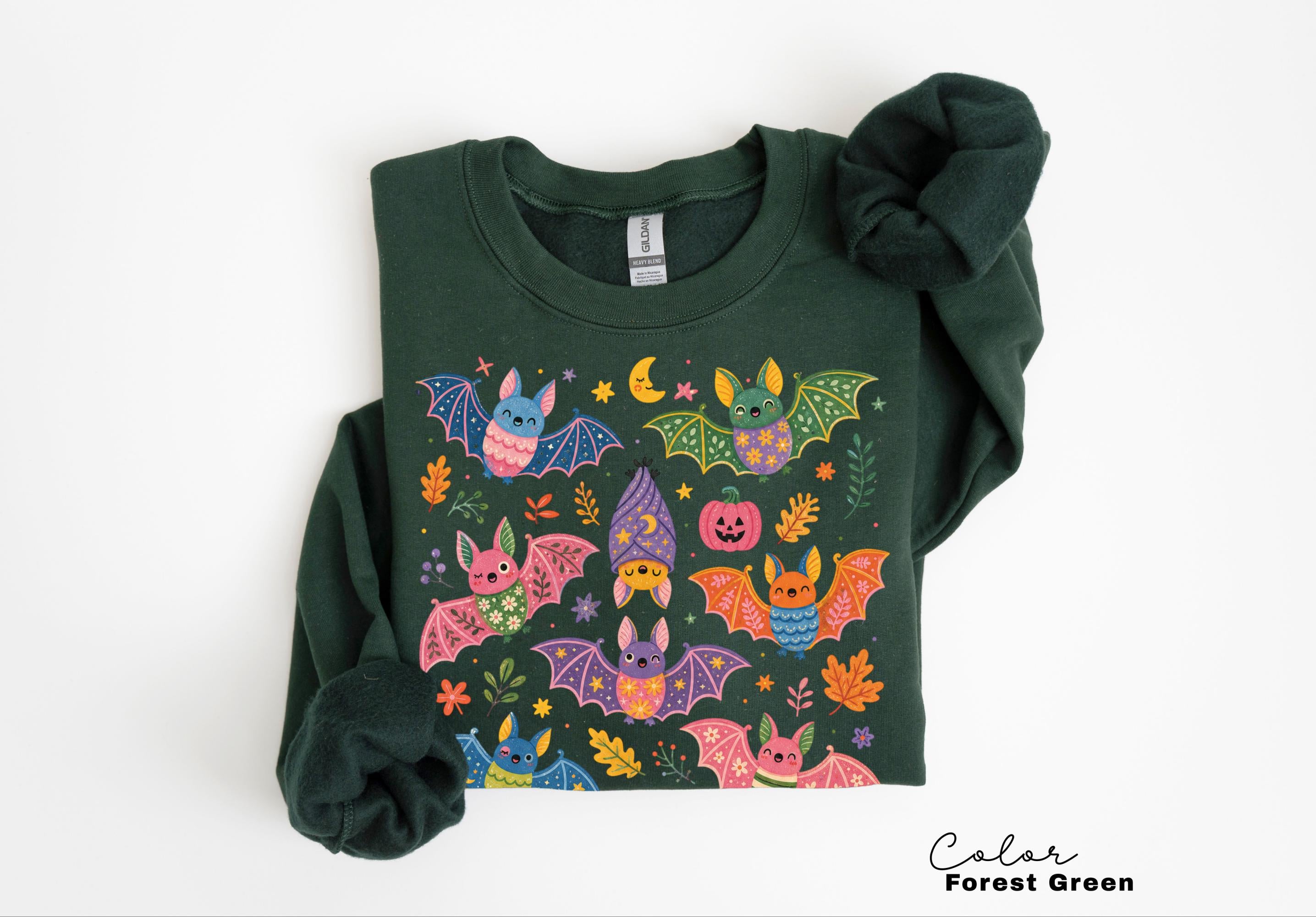 Cute Bat Halloween Sweatshirt, Spooky Season Crewneck, Floral Bat Graphic Pullover, Fall Whimsical Sweatshirt