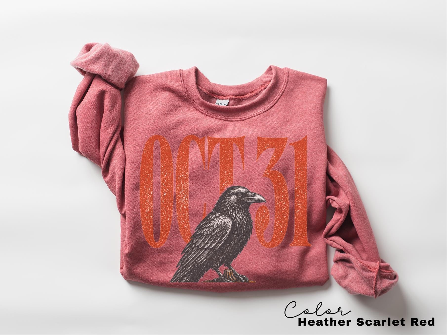 Halloween Crow Pumpkin Sweatshirt, Vintage Jack O Lantern Crewneck, October 31 Spooky Season Pullover
