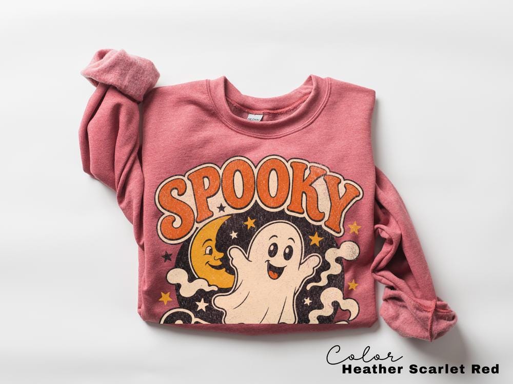 Spooky Season Sweatshirt, Retro Ghost Crewneck, Cute Halloween Pullover, Vintage Spooky Sweater