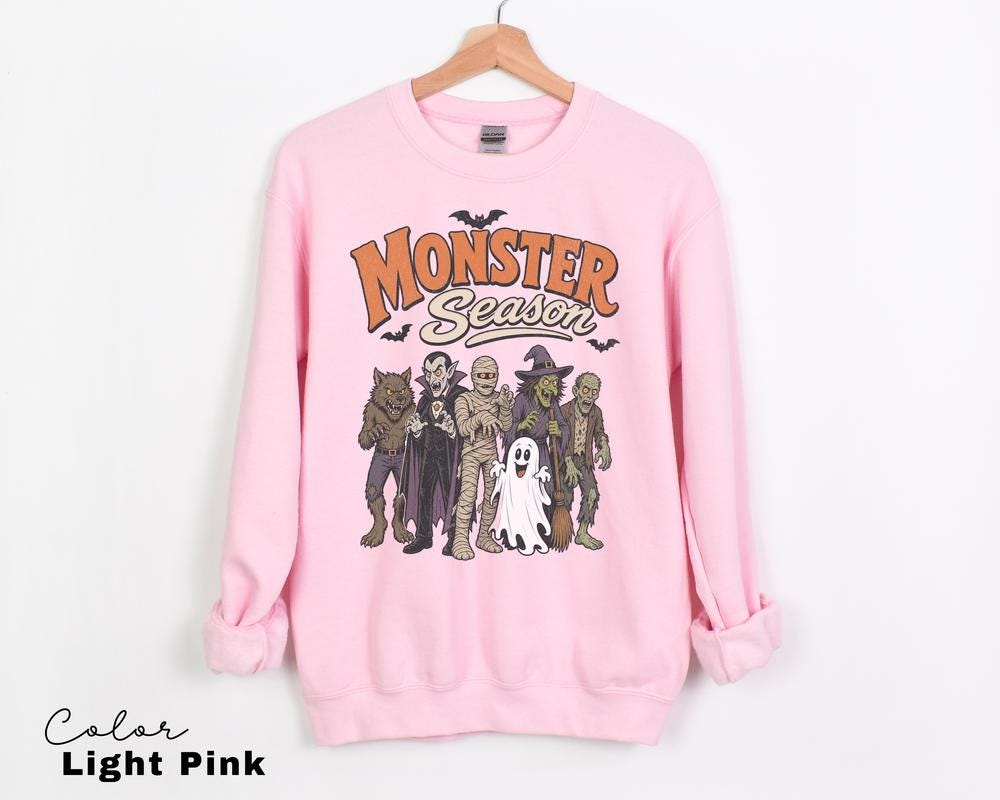 Monster Season Sweatshirt, Retro 90s Halloween Crewneck, Cute Spooky Monsters Pullover, Retro Cartoon Monster Sweatshirt