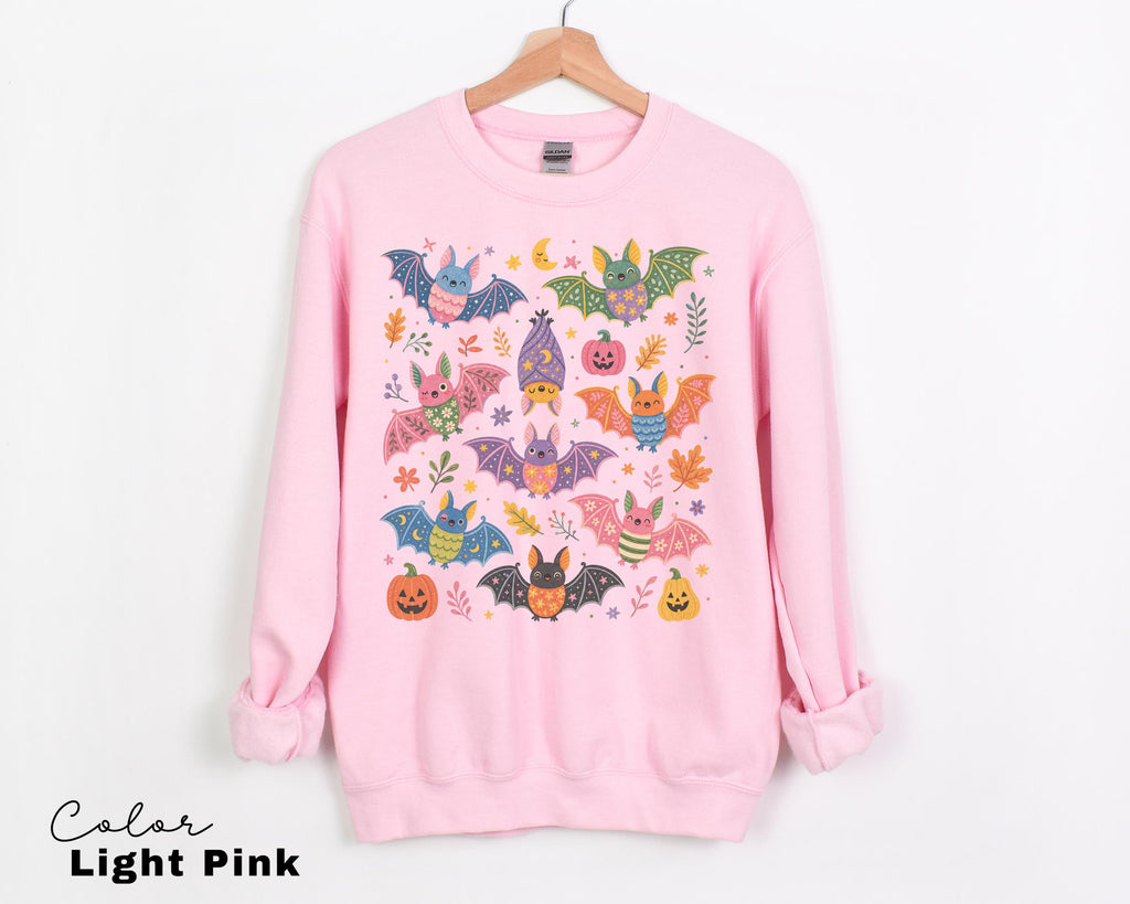 Cute Bat Halloween Sweatshirt, Spooky Season Crewneck, Floral Bat Graphic Pullover, Fall Whimsical Sweatshirt