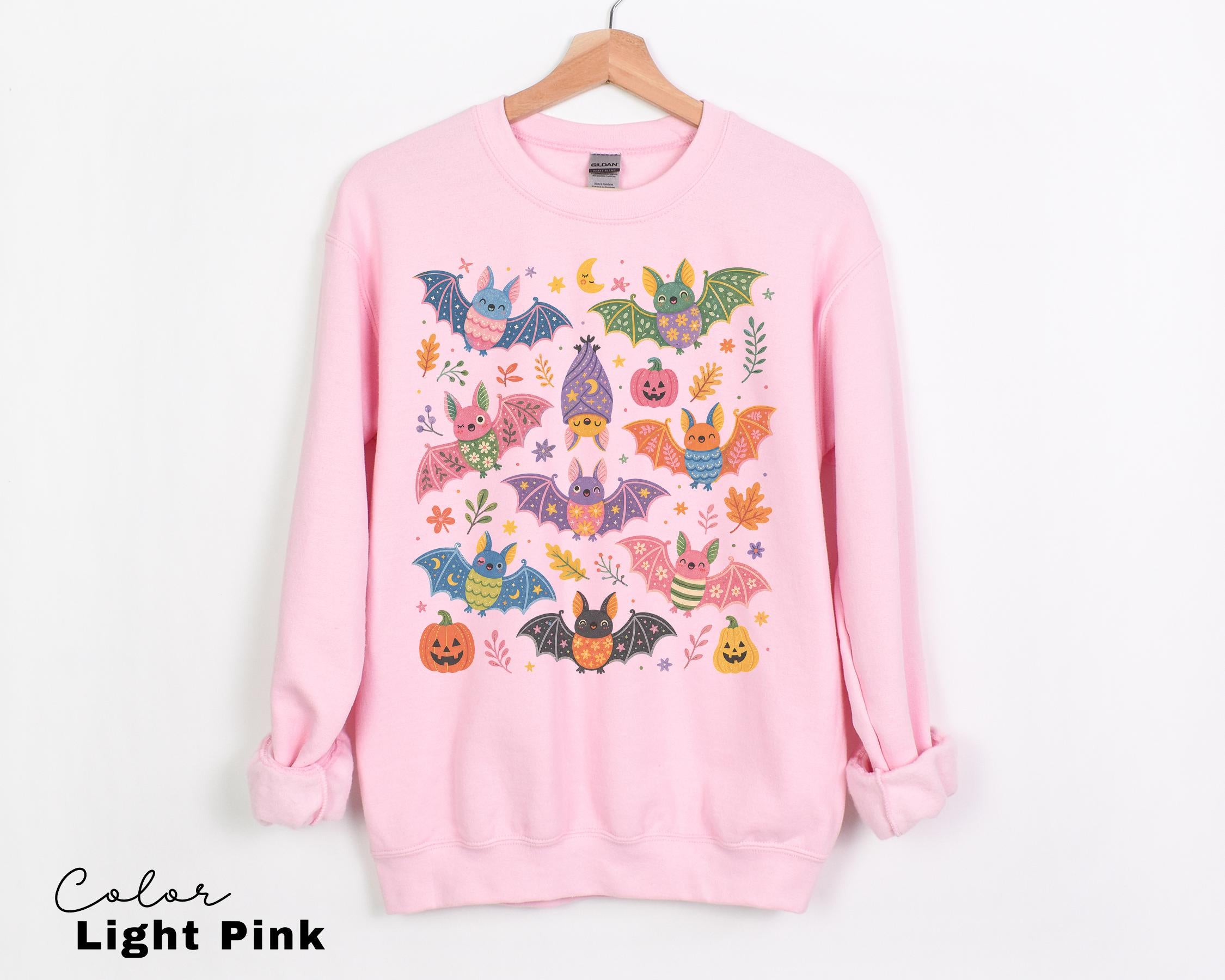 Cute Bat Halloween Sweatshirt, Spooky Season Crewneck, Floral Bat Graphic Pullover, Fall Whimsical Sweatshirt