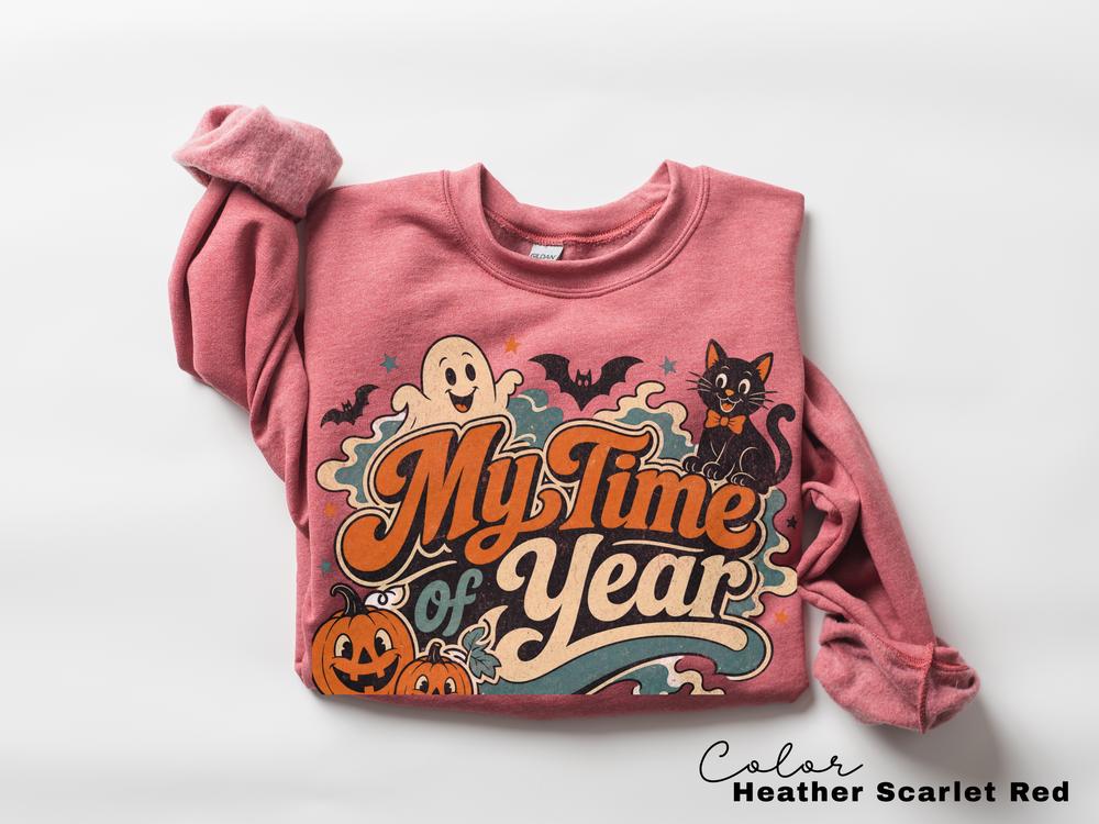 MY Time of Year Halloween Sweatshirt, Vintage Ghost Pumpkin Crewneck, Retro Black Cat Halloween Sweatshirt