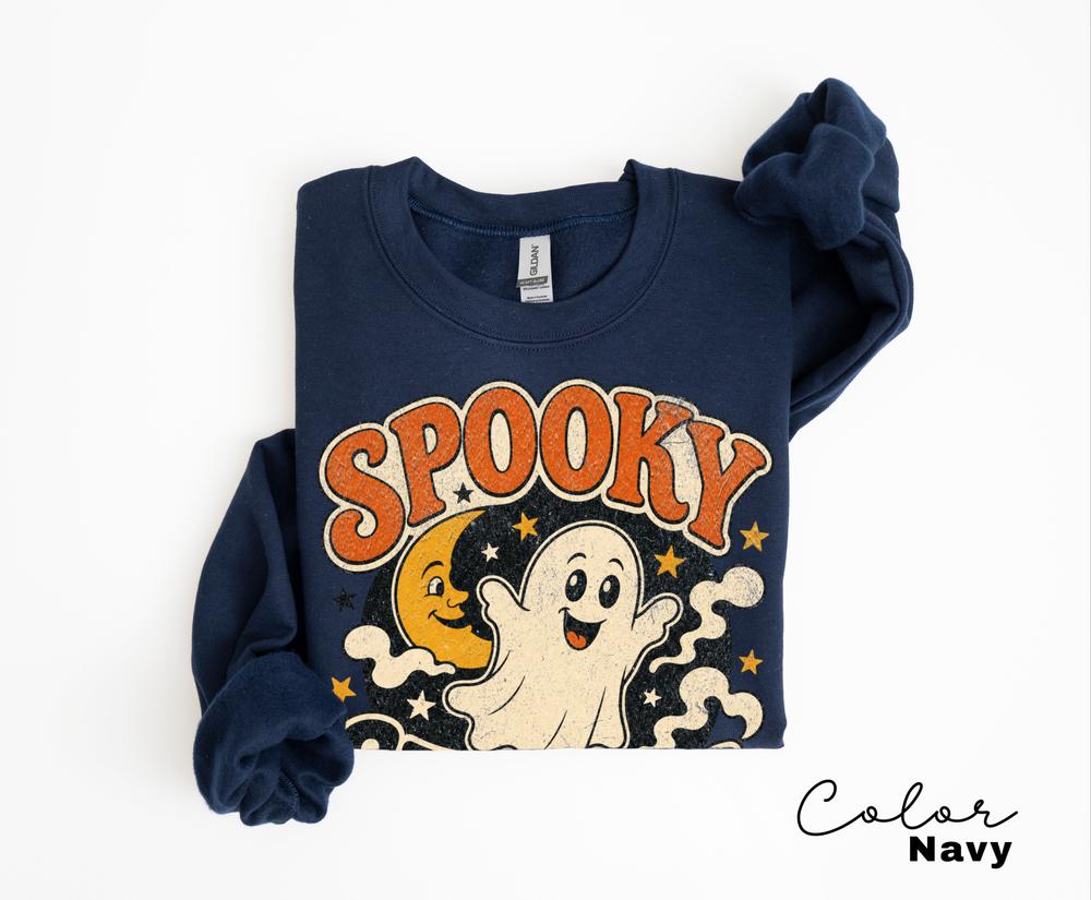 Spooky Season Sweatshirt, Retro Ghost Crewneck, Cute Halloween Pullover, Vintage Spooky Sweater
