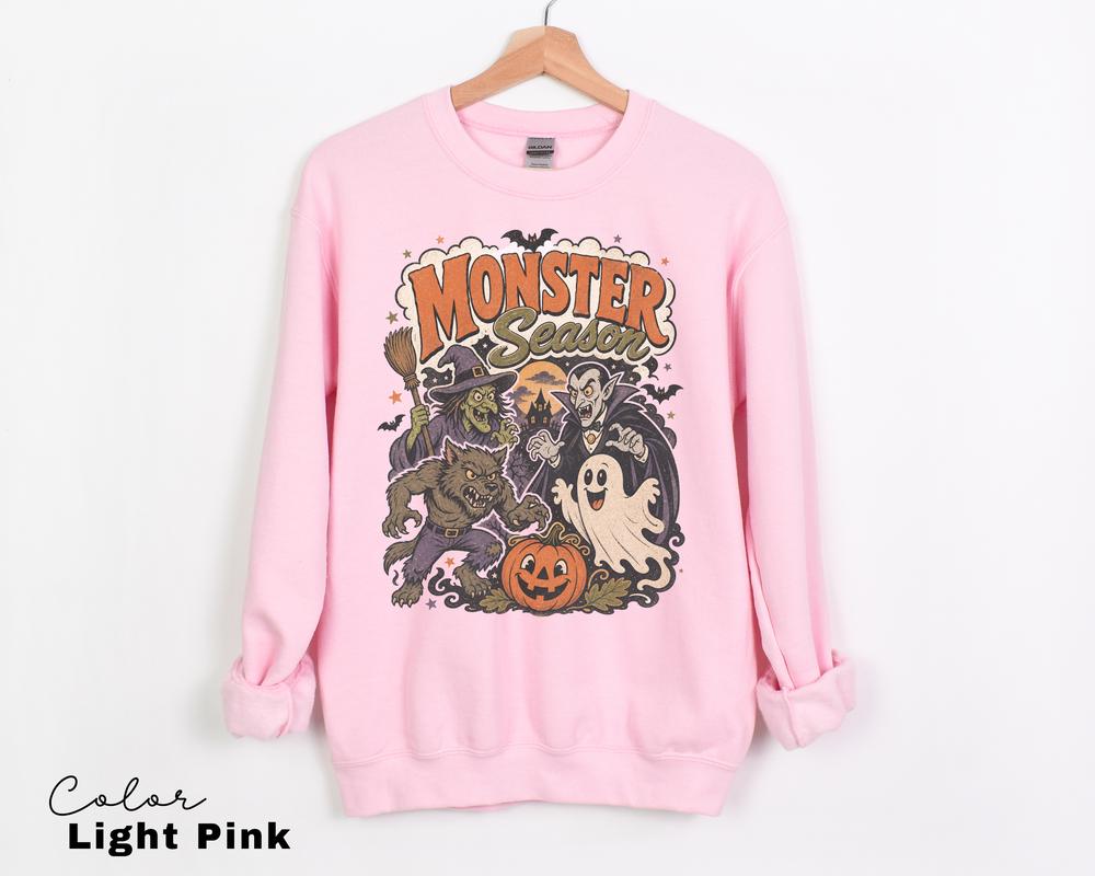 Monster Season Retro Halloween Sweatshirt, Vintage Spooky Crewneck, Witch Ghost Vampire Pullover, Retro Fall Sweatshirt