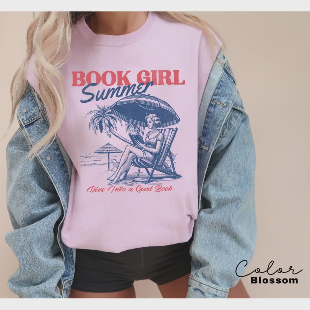 Book Girl Summer Shirt, Beach Book Lover Summer Bookish Funny Reader Oversized Beach Shirt Bookish Vacation Shirt Coconut Girl Romance Book