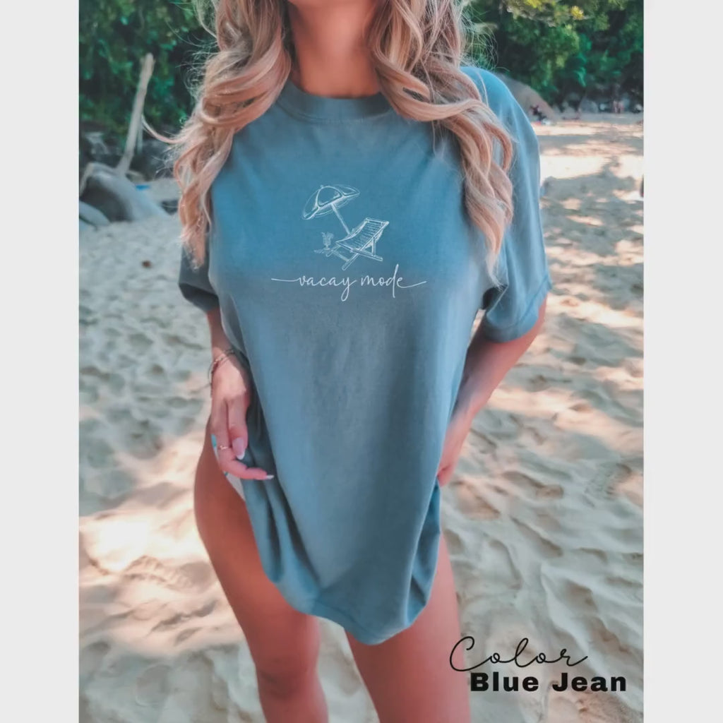 Vacation Beach Shirt, Vacay Mode, Comfort Color Oversized Tshirt, Summer Shirt, Oversized Shirt, Trendy Beach Shirt, Vacation Shirt,
