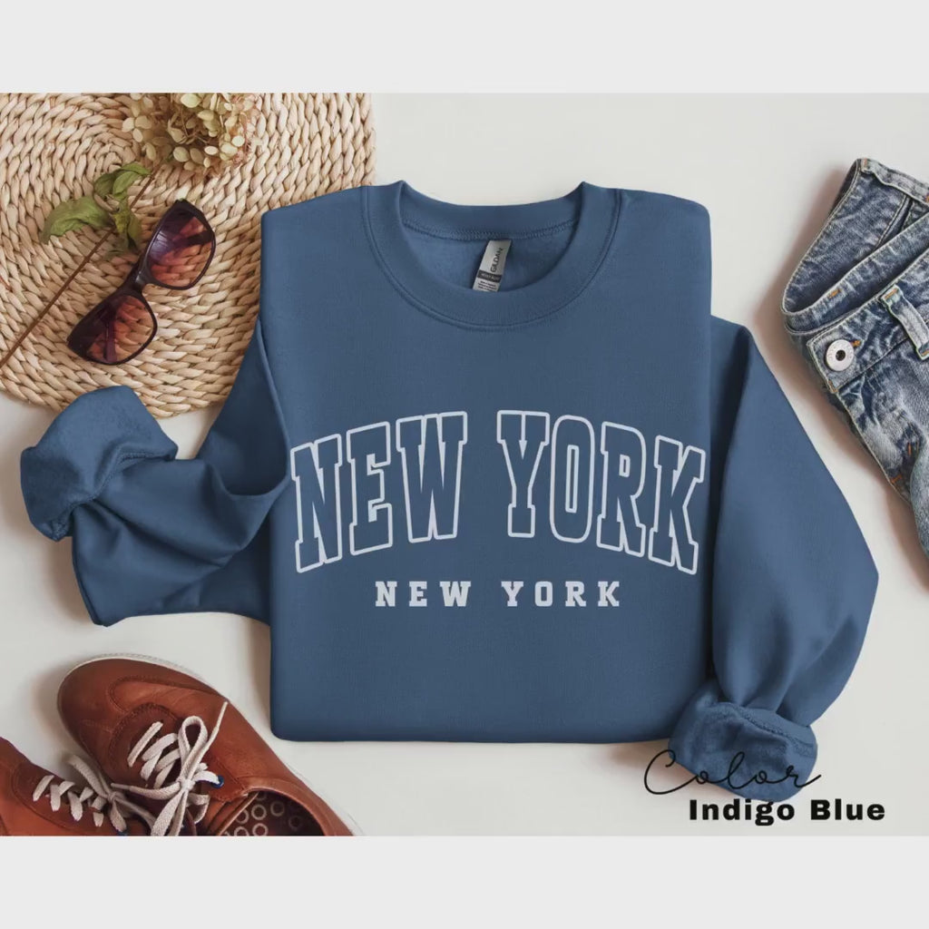 Preppy New York Sweatshirt, New York Pullover, Vintage Varsity Aesthetic, Trendy Travel Destination Gift, Unisex Crewneck Sweatshirt, NYC,