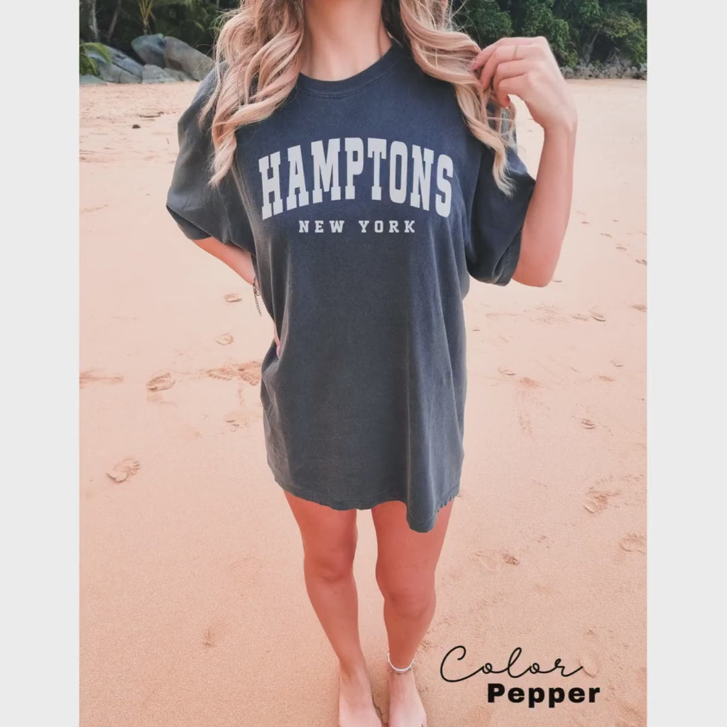 Hamptons City Shirt, Preppy Shirt, Vintage Varsity Aesthetic, Trendy Travel Destination Gift, Beach Tshirt, Vacation Shirt, New York Shirt