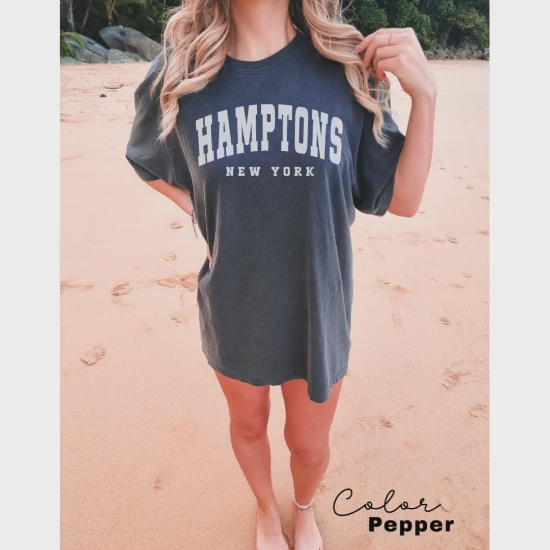 Hamptons City Shirt, Preppy Shirt, Vintage Varsity Aesthetic, Trendy Travel Destination Gift, Beach Tshirt, Vacation Shirt, New York Shirt