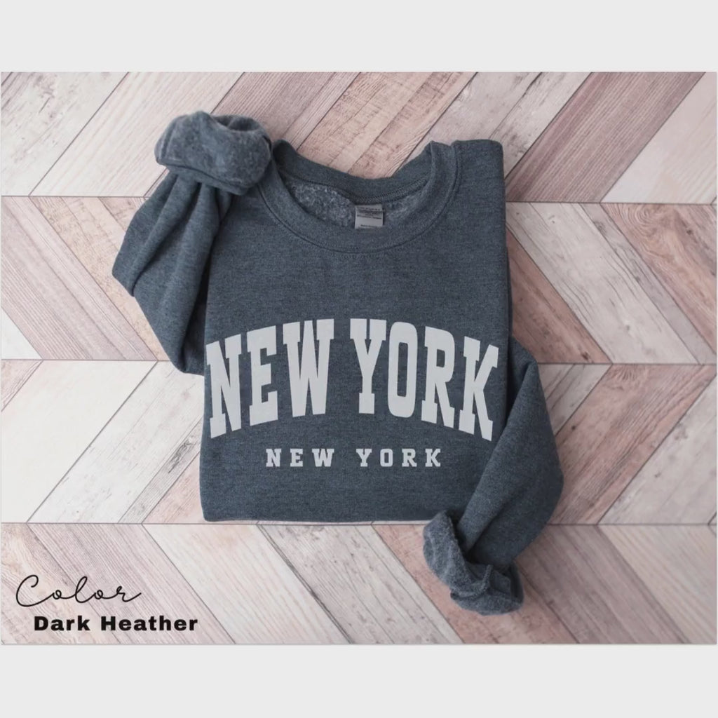 Preppy New York Sweatshirt, New York Pullover, Vintage Varsity Aesthetic, Trendy Travel Destination Gift, Unisex Crewneck Sweatshirt, NYC,