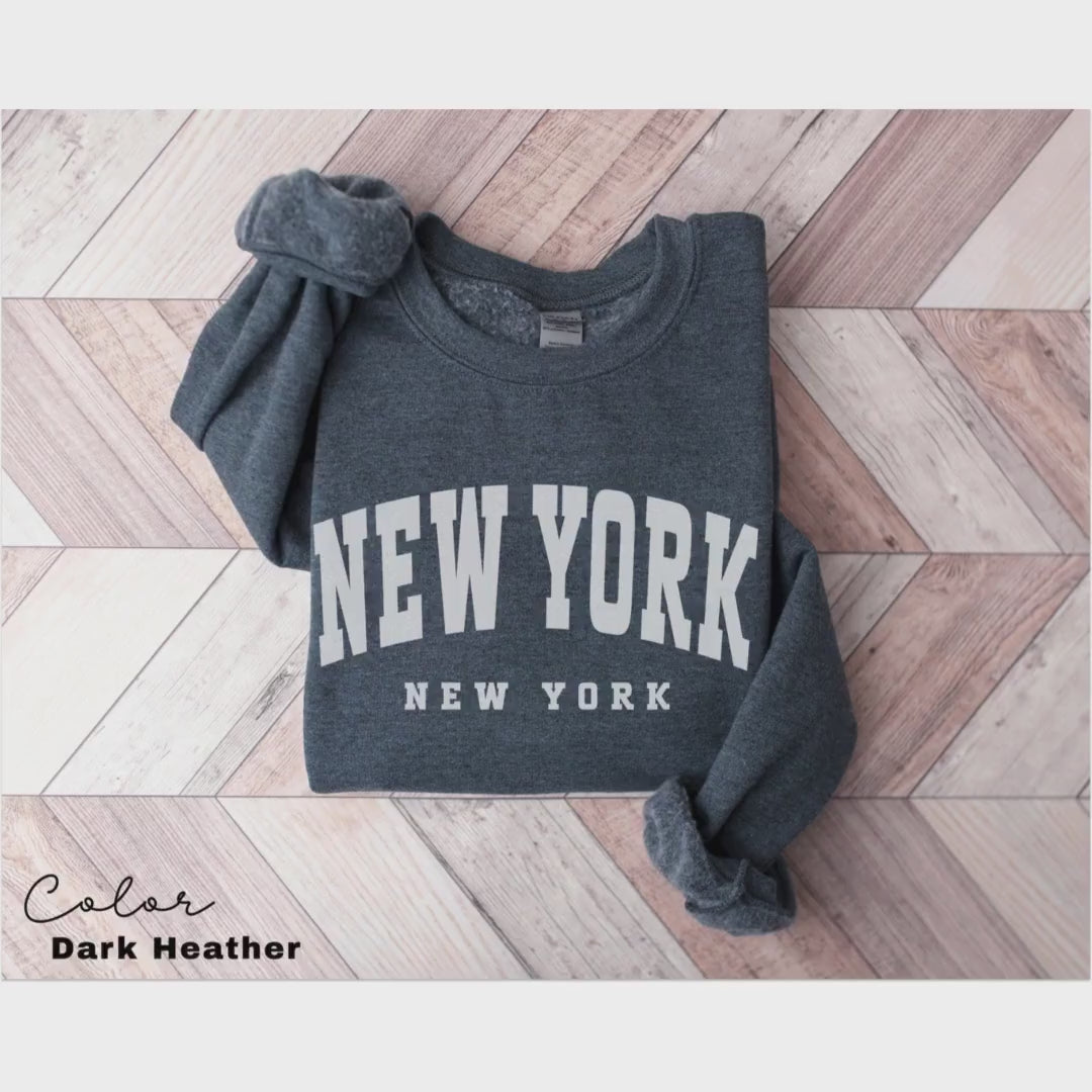 Preppy New York Sweatshirt, New York Pullover, Vintage Varsity Aesthetic, Trendy Travel Destination Gift, Unisex Crewneck Sweatshirt, NYC,