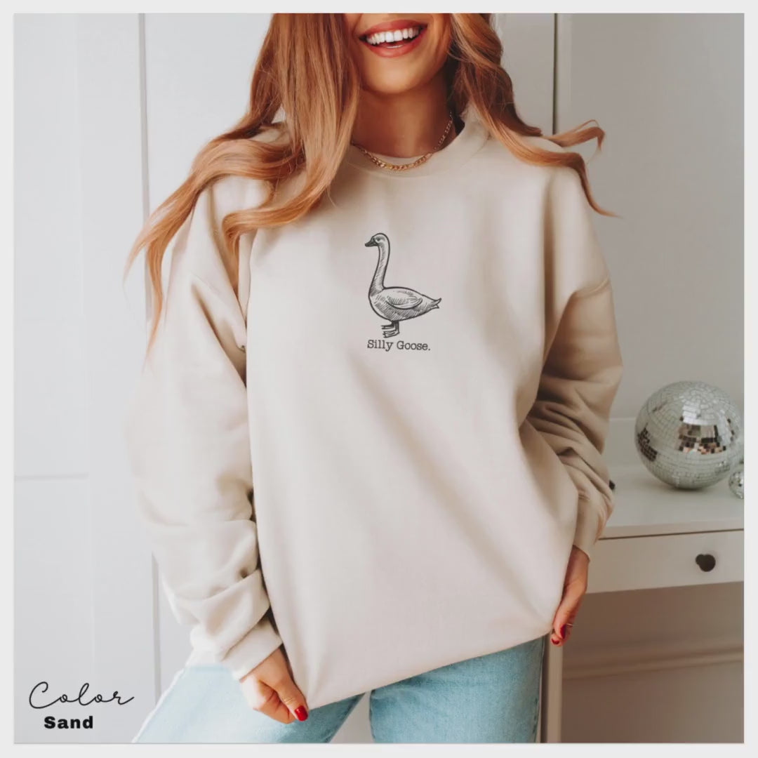 Silly Goose on the Loose Sweatshirt, Funny Goose Outfit, Goose Lover Tee, Goose Couple Clothing, Sarcastic Goose Gifts, Animal Sweatshirt,