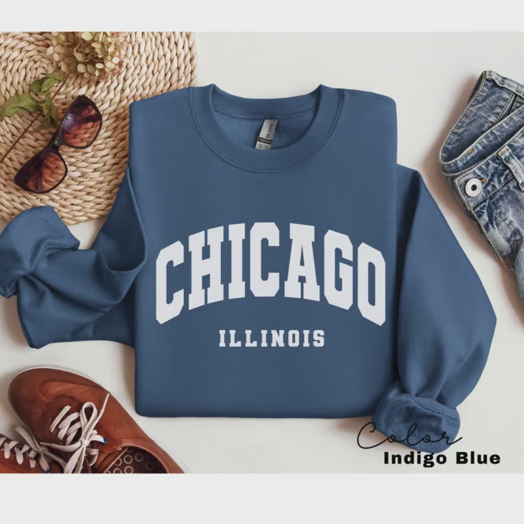 Chicago Sweatshirt, Chicago City Sweatshirt, Home State Outfit, Vacation,  Chicago Lover Gift, Chicago, Illinois Sweatshirt