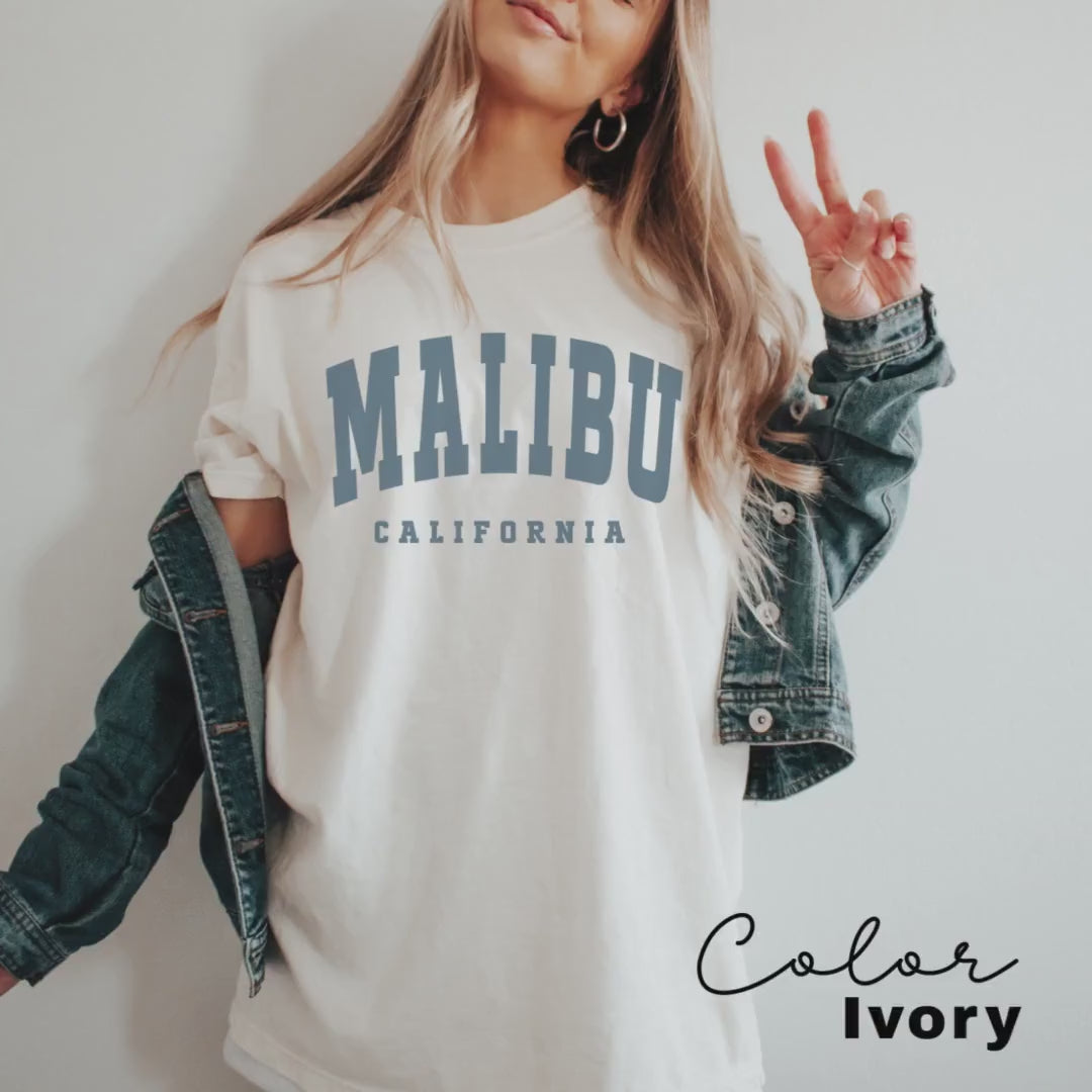 California Beach Tshirt, Vacation Beach Shirt, Destination Shirt, Oversized summer tee, Preppy Clothes,  Vsco Shirt, Malibu Shirt